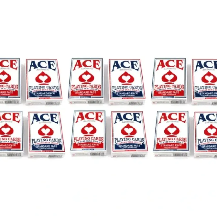 Cards>Ace Standard Size Playing Cards with Standard Faces - 6 Red Decks, 6 Blue Decks - Your Source for Gaming Essentials