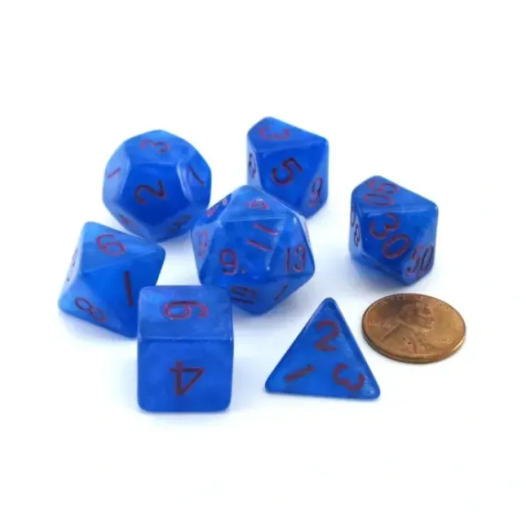 Dice>Acrylic Stardust 7-Die Polyhedral 16mm Dice Set - Blue with Purple Numbers - Your Source for Gaming Essentials