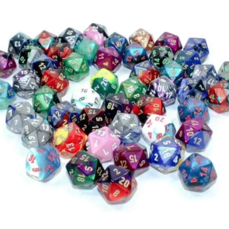 Dice>Bag of 50 Assorted Loose Gemini d20 Dice - Your Source for Gaming Essentials
