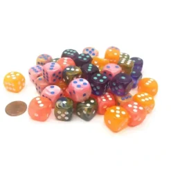 Dice>Bag of 50 Assorted Loose Lab Dice 16mm D6 Chessex Dice with Pips - Your Source for Gaming Essentials