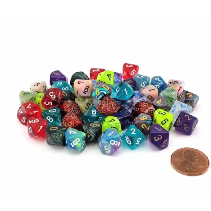 Dice>Bag of 50 Assorted Loose Mini 10mm D10 Dice - Your Source for Gaming Essentials