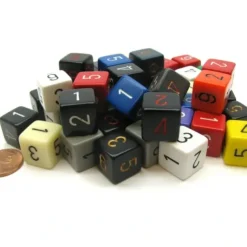 Dice>Bag of 50 Assorted Loose Opaque Polyhedral D6 Numbered Dice - Your Source for Gaming Essentials