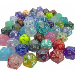 Dice>Bag of 50 Assorted Loose Signature d20 Dice - Your Source for Gaming Essentials