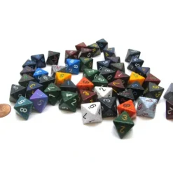Dice>Bag of 50 Assorted Loose Speckled Polyhedral 15mm D8 Dice - Your Source for Gaming Essentials