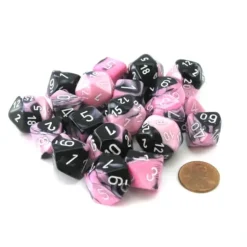 Dice>Bag of 20 Gemini Polyhedral Dice - Black-Pink with White Numbers - Your Source for Gaming Essentials