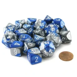 Dice>Bag of 20 Gemini Polyhedral Dice - Blue-Steel with White Numbers - Your Source for Gaming Essentials