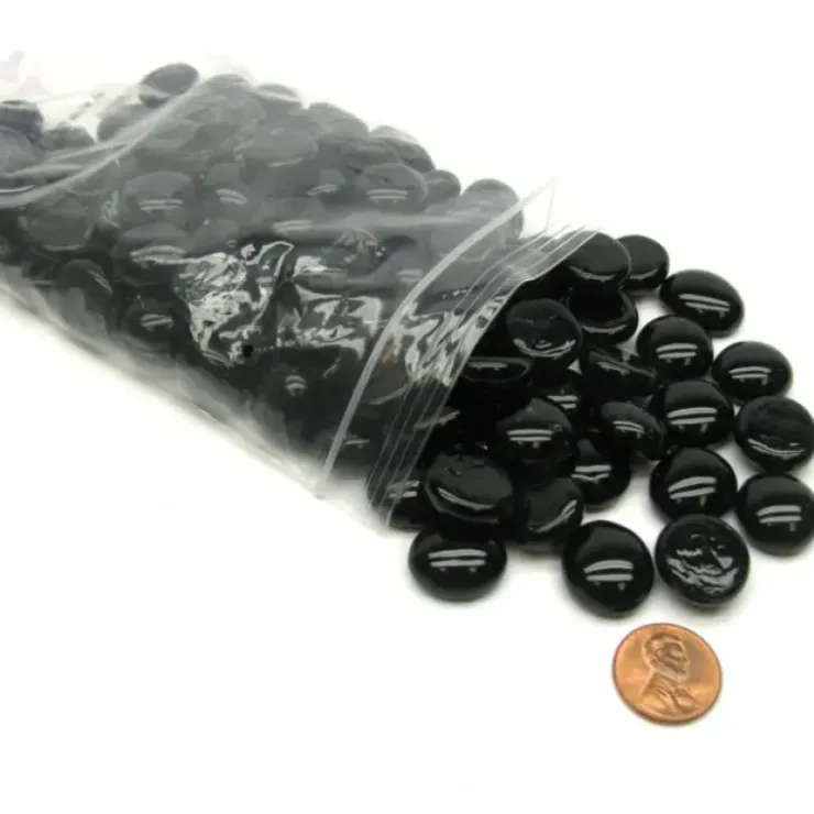 Board Games>Bag of 100 Glass Stones Game Markers - Black - Your Source for Gaming Essentials