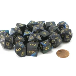 Dice>Bag of 20 Lustrous Polyhedral Dice - Shadow with Gold Numbers - Your Source for Gaming Essentials