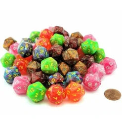 Dice>Bag of 50 Menagerie Styles D20 Dice (Festive, Ghostly Glow, Glitter, Vortex) - Your Source for Gaming Essentials