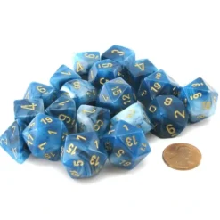 Dice>Bag of 20 Phantom Polyhedral Dice - Teal with Gold Numbers - Your Source for Gaming Essentials