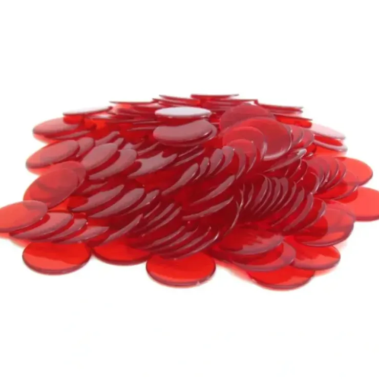 Board Games>Bag of 250 Plastic 19mm Round Sorting Chip Gaming Accessory - Red - Your Source for Gaming Essentials