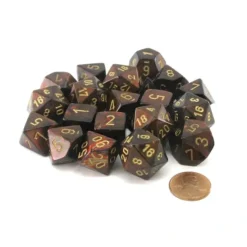 Dice>Bag of 20 Scarab Polyhedral Dice - Blue-Blood with Gold Numbers - Your Source for Gaming Essentials