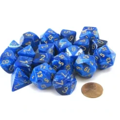 Dice>Bag of 20 Vortex Polyhedral Dice - Blue with Gold Numbers - Your Source for Gaming Essentials