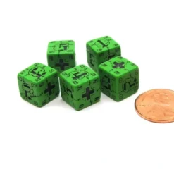 Dice>Battle Dice German 11mm D6 6-Sided 5 Piece Set - Green with Black Etches - Your Source for Gaming Essentials