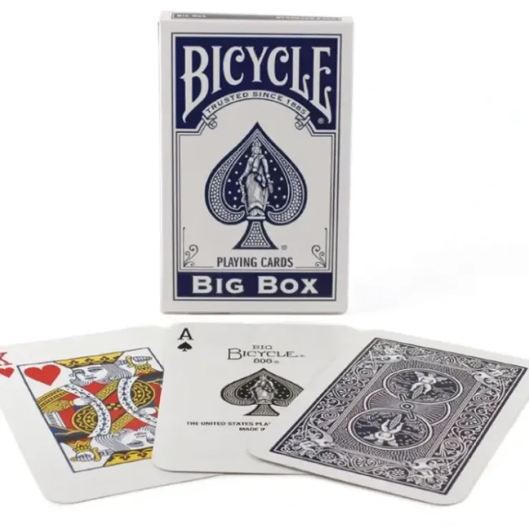 Cards>Bicycle Big Box Blue Playing Cards - 4.5" Wide x 7" Tall Jumbo Deck - Your Source for Gaming Essentials
