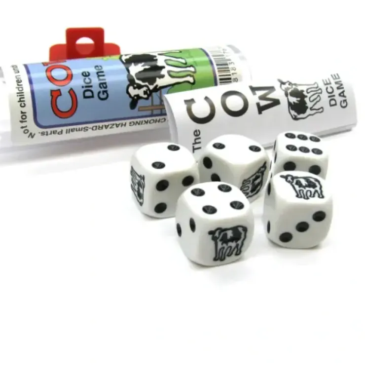 Dice>Black Cow Dice Game 5 Dice Set with Travel Tube and Instructions - Your Source for Gaming Essentials