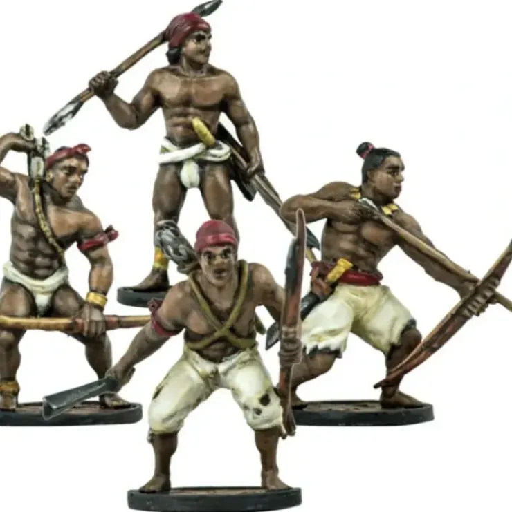 Blood & Plunder Native American African Warriors Unit (4) Unpainted Metal Minis - Your Source for Gaming Essentials* Tabletop Miniatures