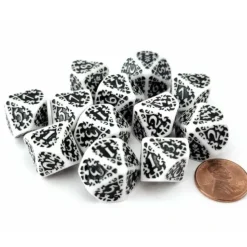 Dice>Blood & Plunder Pack of 12 D10 Unaligned Nationality Dice - White with Black - Your Source for Gaming Essentials