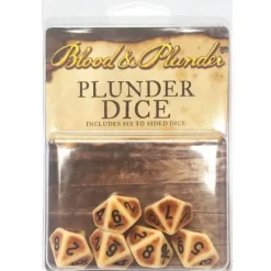 Dice>Blood & Plunder Set of 6 Ivory D10 Dice - Bone White with Skull and Crossbones - Your Source for Gaming Essentials