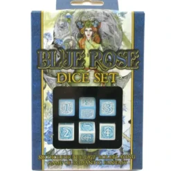 Dice>Blue Rose D6 Dice Set 6 Pieces - 3 White with Blue, 3 Blue with White - Your Source for Gaming Essentials