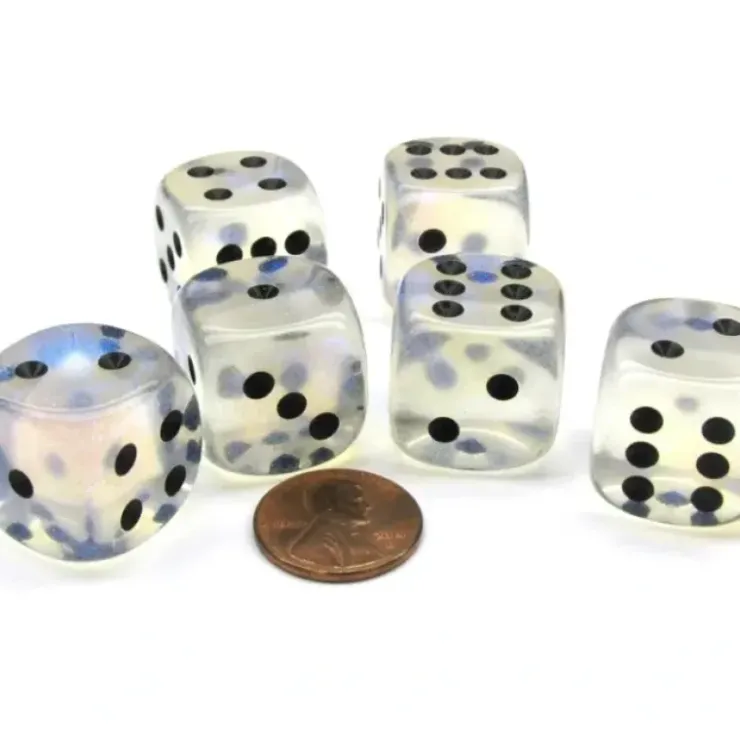 Dice>Borealis 20mm Big D6 Chessex Dice, 6 Pieces - Aquerple with Black Pips - Your Source for Gaming Essentials