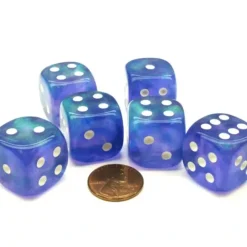 Dice>Borealis 20mm Big D6 Chessex Dice, 6 Pieces - Purple with White Pips - Your Source for Gaming Essentials