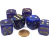 Dice>Borealis 20mm Big D6 Chessex Dice, 6 Pieces - Royal Purple with Gold Pips - Your Source for Gaming Essentials