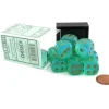 Dice>Borealis #2 16mm D6 Chessex Dice Block (12 Dice) - Light Green with Gold Pips - Your Source for Gaming Essentials