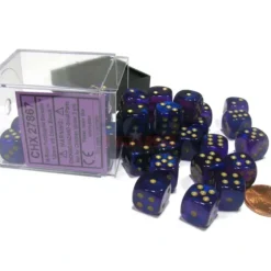 Dice>Borealis 12mm D6 Chessex Dice Block (36 Dice) - Royal Purple with Gold Pips - Your Source for Gaming Essentials
