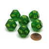 Dice>Borealis 18mm D12 Chessex Dice, 6 Pieces - Maple Green with Yellow Numbers - Your Source for Gaming Essentials