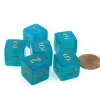 Dice>Borealis 15mm D6 Polyhedral Chessex Dice, 6 Pieces - Teal with Gold Numbers - Your Source for Gaming Essentials