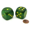 Dice>Borealis 30mm Large D6 Chessex Dice, 2 Pieces - Maple Green with Yellow Pips - Your Source for Gaming Essentials