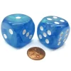 Dice>Borealis 30mm Large D6 Chessex Dice, 2 Pieces - Sky Blue with White Pips - Your Source for Gaming Essentials