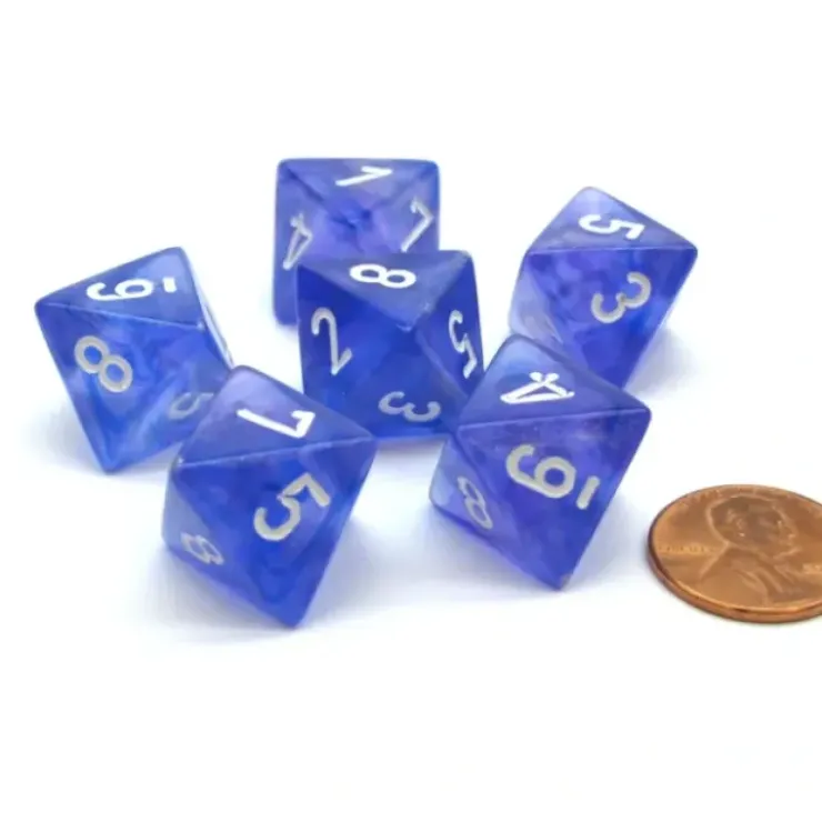 Dice>Borealis 15mm 8 Sided D8 Chessex Dice, 6 Pieces - Purple with White - Your Source for Gaming Essentials