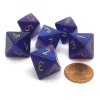 Dice>Borealis 15mm 8 Sided D8 Chessex Dice, 6 Pieces - Royal Purple with Gold - Your Source for Gaming Essentials