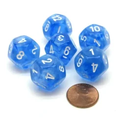 Dice>Borealis 18mm 12 Sided D12 Chessex Dice, 6 Pieces - Sky Blue with White - Your Source for Gaming Essentials