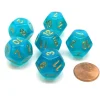 Dice>Borealis 18mm 12 Sided D12 Chessex Dice, 6 Pieces - Teal with Gold - Your Source for Gaming Essentials