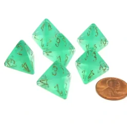 Dice>Borealis 18mm 4 Sided D4 Chessex Dice, 6 Pieces - Light Green with Gold - Your Source for Gaming Essentials