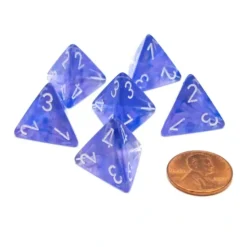 Dice>Borealis 18mm 4 Sided D4 Chessex Dice, 6 Pieces - Purple with White - Your Source for Gaming Essentials