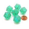 Dice>Borealis 20 Sided D20 Chessex Dice, 6 Pieces - Light Green with Gold Numbers - Your Source for Gaming Essentials