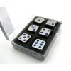 Dice>Box of 6 Zinc Metal Alloy D6 15mm Heavy Dice - Blue Pips - Your Source for Gaming Essentials