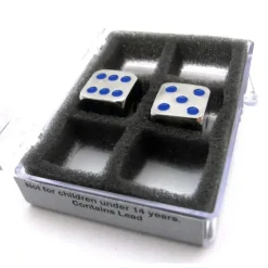 Dice>Box of 2 Zinc Metal Alloy D6 15mm Heavy Dice - Blue Pips - Your Source for Gaming Essentials