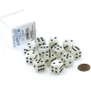 Dice>Case of 12 Deluxe Marble 16mm Round Edge Dice - White with Black Pips - Your Source for Gaming Essentials