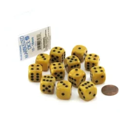 Dice>Case of 12 Deluxe Marble 16mm Round Edge Dice - Gold with Black Pips - Your Source for Gaming Essentials