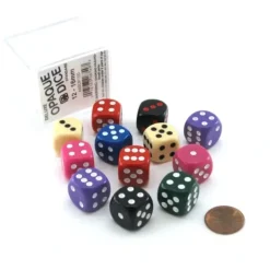 Dice>Case of 12 Deluxe Opaque 16mm Round Edge Dice - Assorted Colors - Your Source for Gaming Essentials