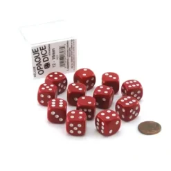 Dice>Case of 12 Deluxe Opaque 16mm Round Edge Dice - Red with White Pips - Your Source for Gaming Essentials