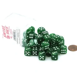 Dice>Case of 36 Deluxe Swirl Small 12mm Round Edge Dice - Ice Green with White Pips - Your Source for Gaming Essentials