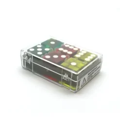 Dice>Case of 6 Large 19mm Transparent Non-Precision Dice - 2 Each of Green Red Yellow - Your Source for Gaming Essentials