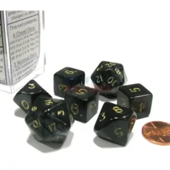 Dice>Cheater's Polyhedral 7-Dice Chessex Set - Pearlescent Black-Gray with Gold - Your Source for Gaming Essentials
