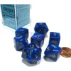 Dice>Cheater's Polyhedral 7-Dice Chessex Set - Pearlescent Blue with Gold Numbers - Your Source for Gaming Essentials